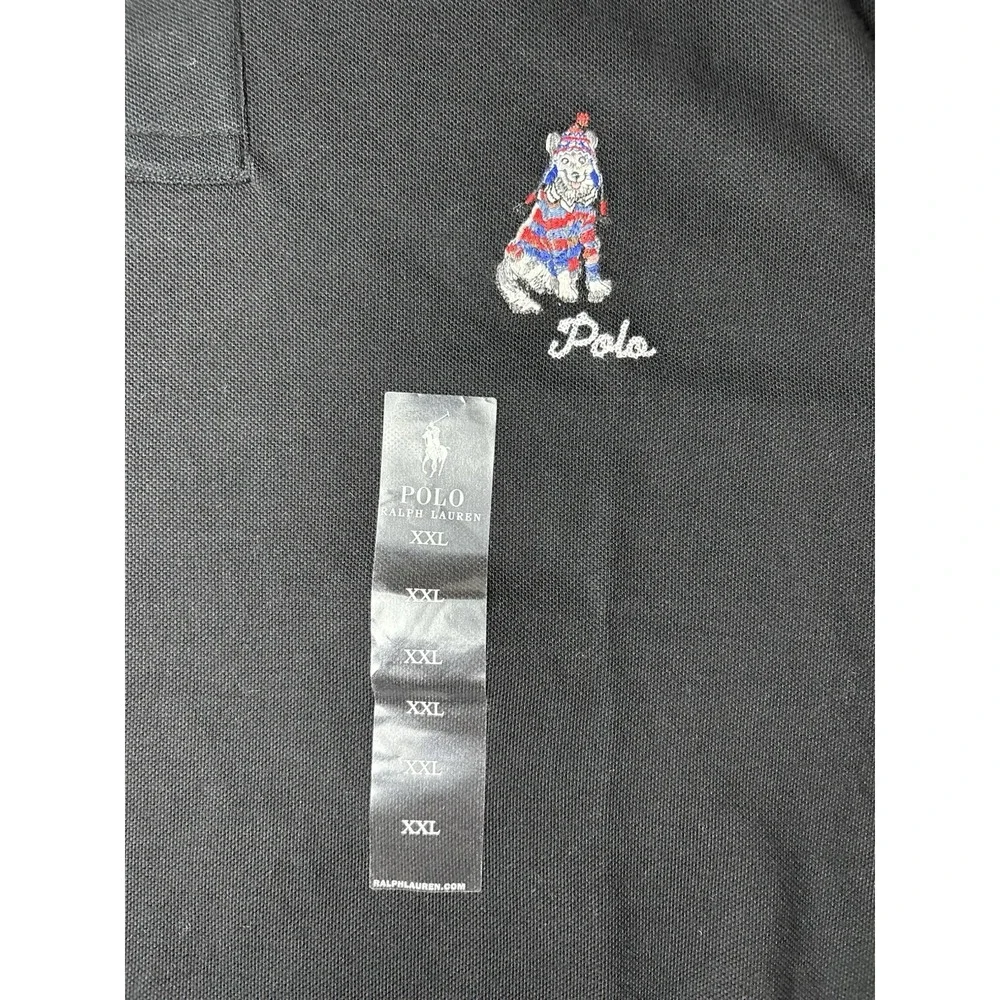 Polo Ralph Lauren Men's 2XL Short Sleeve Polo Shirt Black Dog Logo NWT $125 RARE